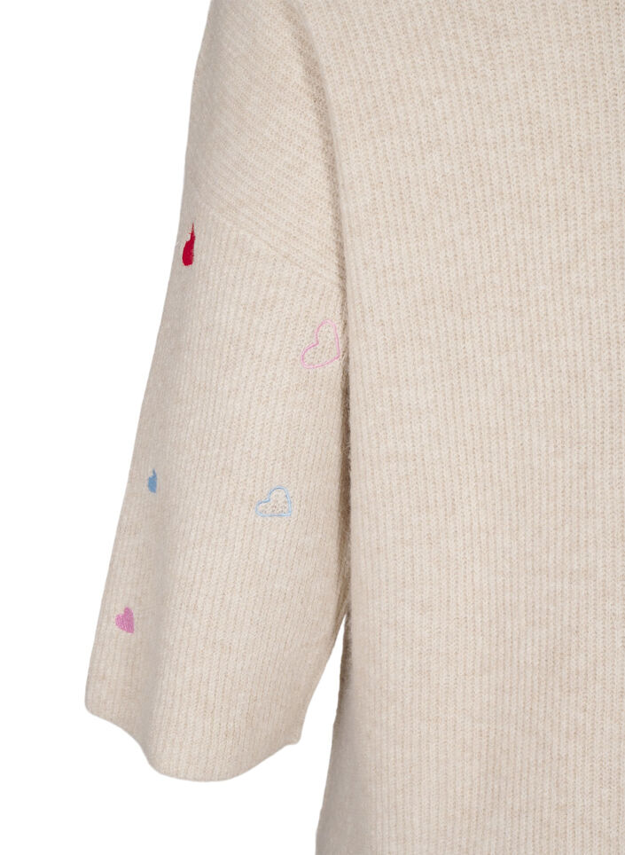 Jumper met hartjes en 3/4 mouwen, Beige, Packshot image number 3