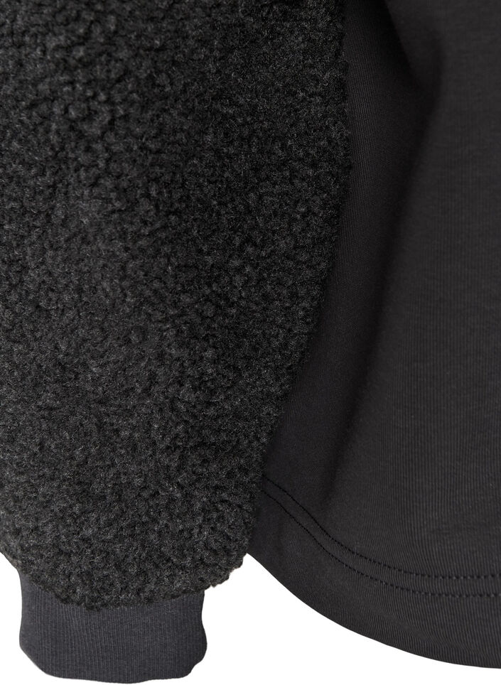 Sweatshirt met teddymouwen en een hoge hals, Grijs, Packshot image number 3