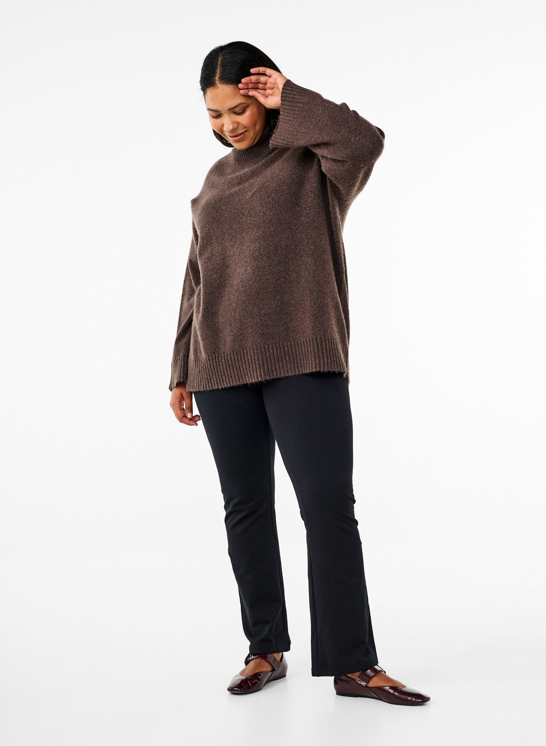 Flared jerseybroek, Zwart, Model