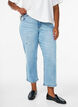 Gecropte Vera jeans met distressed details, Blauw, Model image number 2