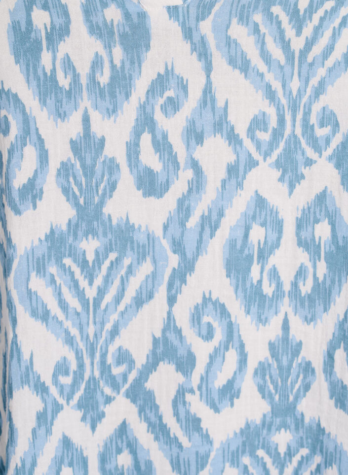 Korte A-lijn jurk in katoenen mousseline, Vanille, Packshot image number 3