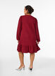 Korte jurk met een ruffle zoom en structuur, Donker Bordeaux, Model image number 2