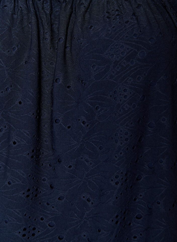 Blouse met korte pofmouwen en een opengewerkt patroon, Blauw, Packshot image number 2