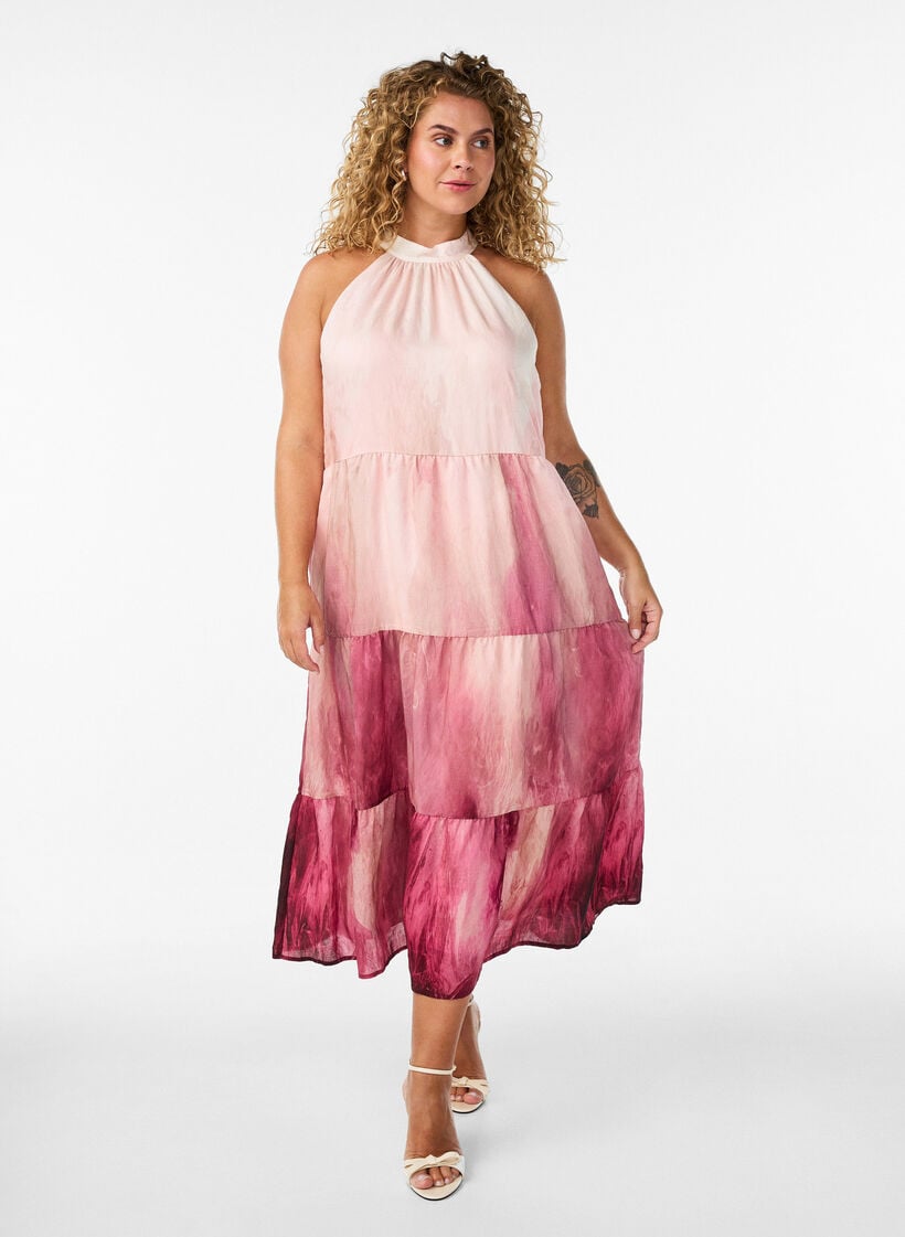 Midi halterjurk, Roze, Model image number 0