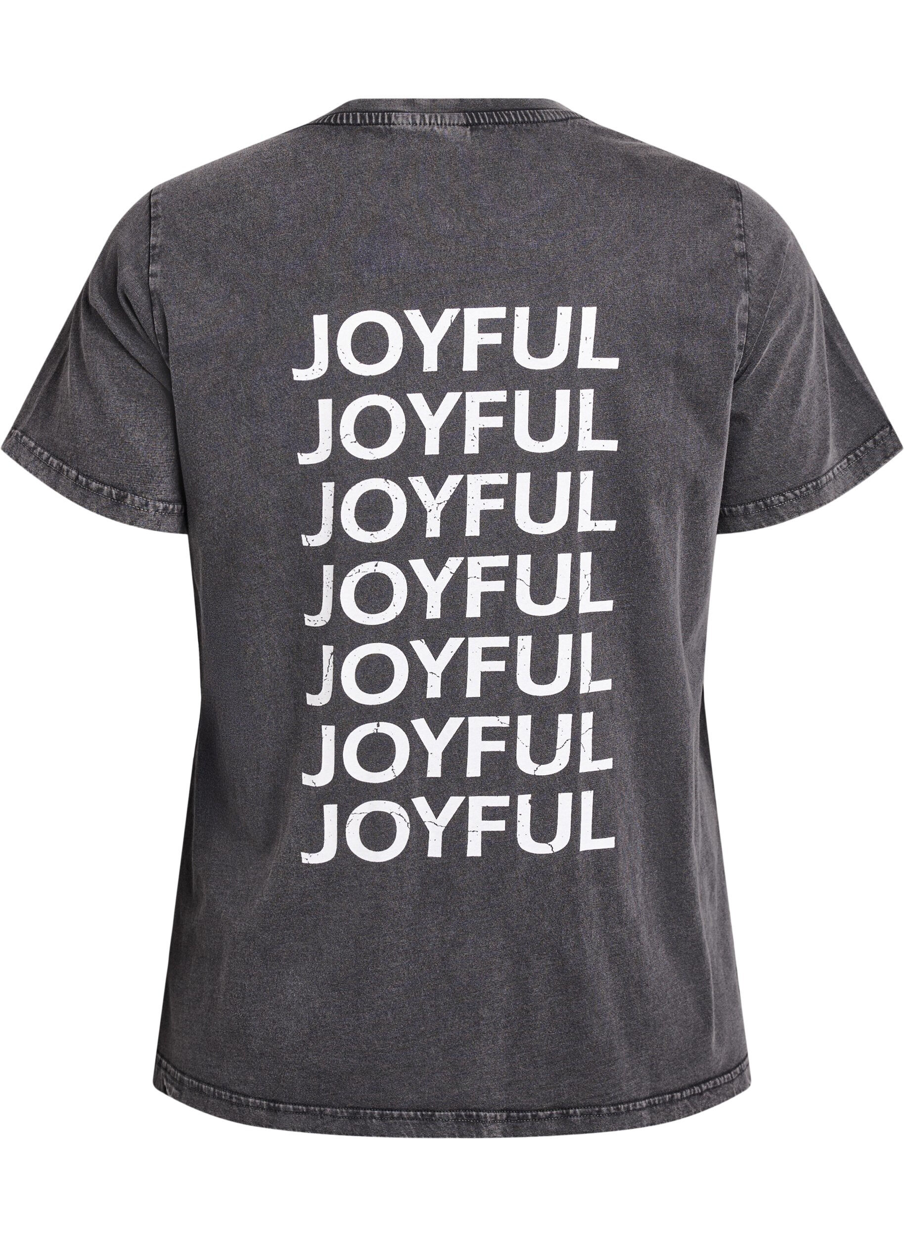 ZizziT-shirt in biologische katoen met print op de achterkant, Grijs, Packshot image number 1