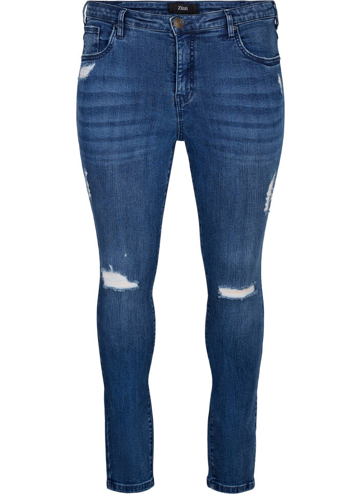 Superslanke Amy jeans met slijtagedetails, Blue Denim, Packshot image number 0