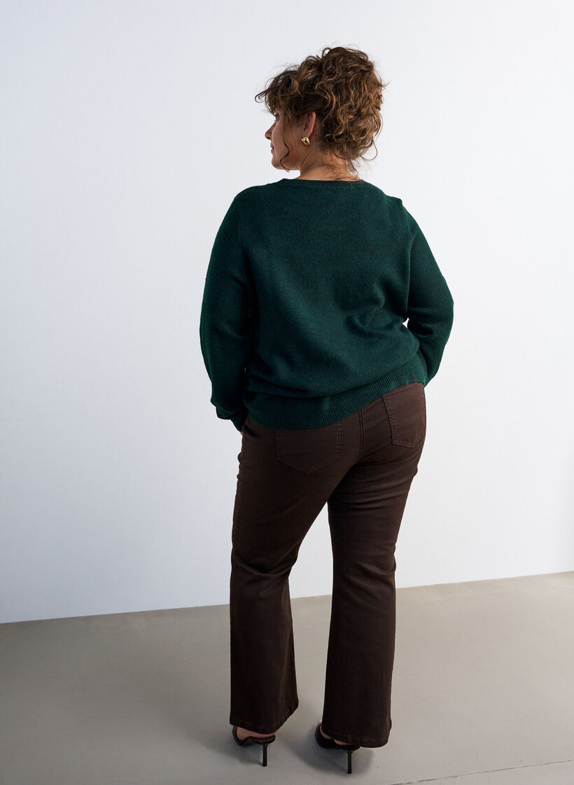 Gebreide jumper met glitterstrik, Groen, Model image number 2