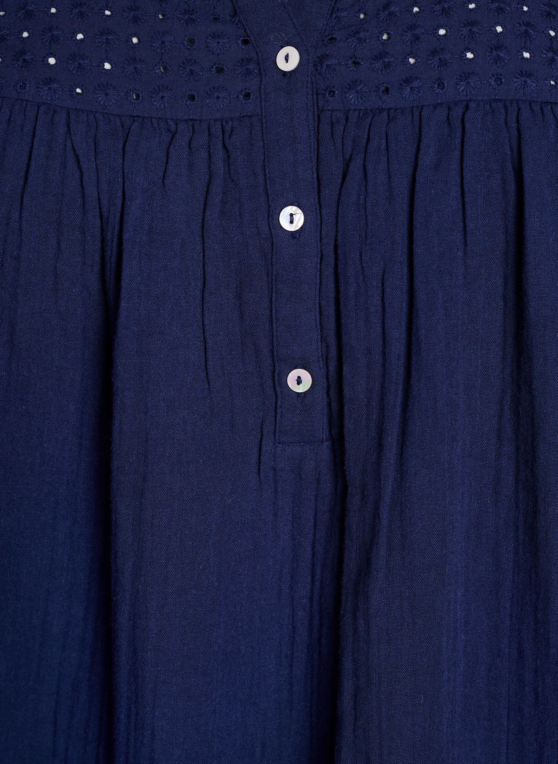 ZizziKatoenen mousseline tuniek met broderie anglaise, Blauw, Packshot image number 2