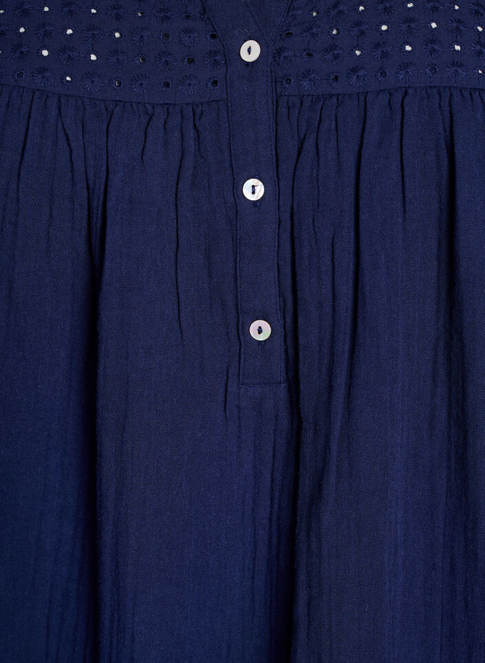 Katoenen mousseline tuniek met broderie anglaise, Blauw, Packshot image number 2
