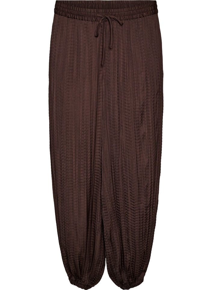 Ballonbroek met structuur en elastische taille, Bruin, Packshot image number 0