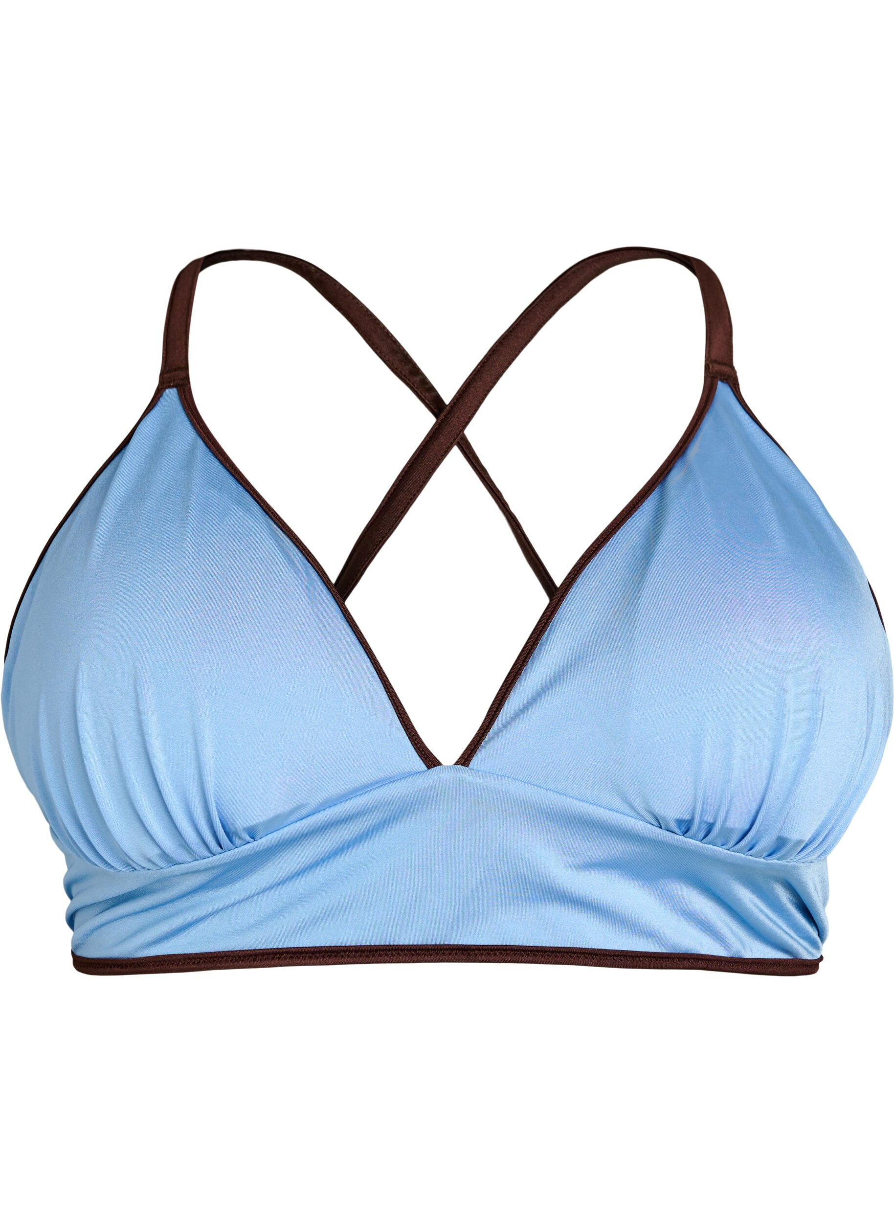 ZizziOmkeerbare bikinitop met V-hals en gekruiste bandjes op de rug, Bruin, Packshot image number 3