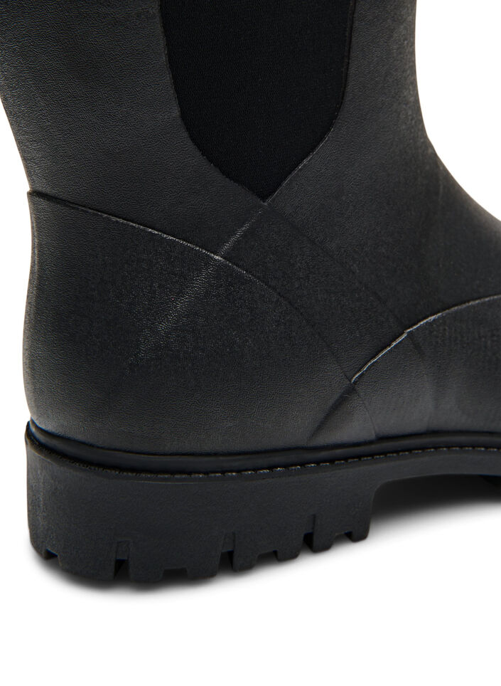 Wide fit - Korte regenlaarzen met elastische neopreen schacht, Zwart, Packshot image number 4
