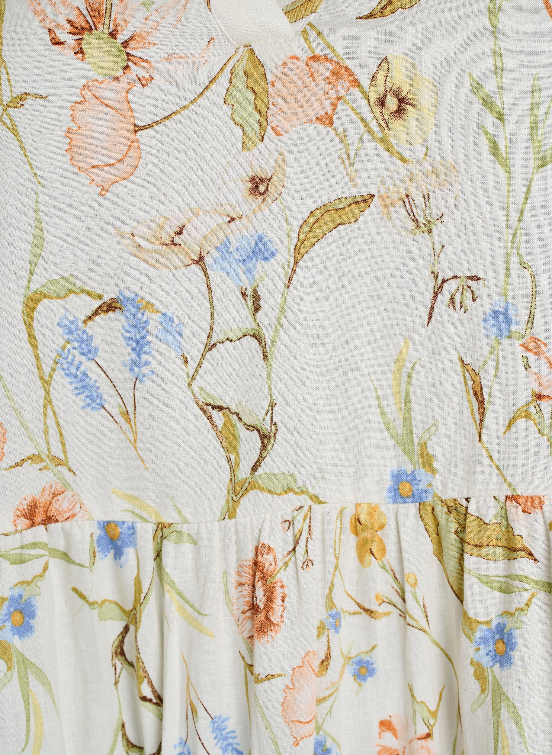 ZizziKnielange A-lijn jurk in linnen en viscose, Vanille, Packshot image number 2