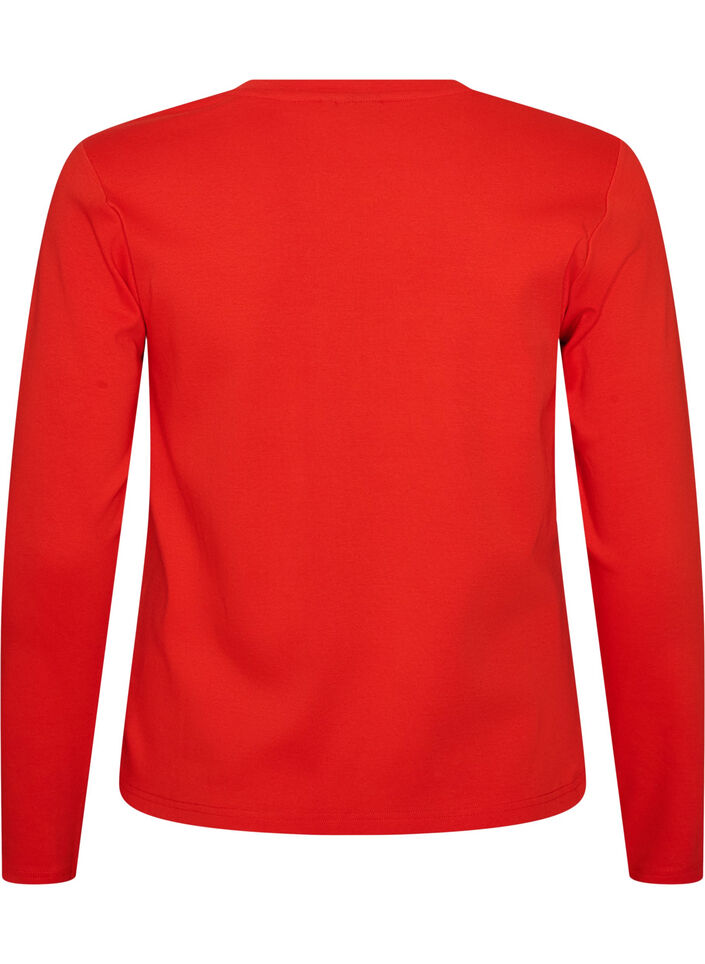 Basic T-shirt met lange mouwen en ronde hals, Rood, Packshot image number 1