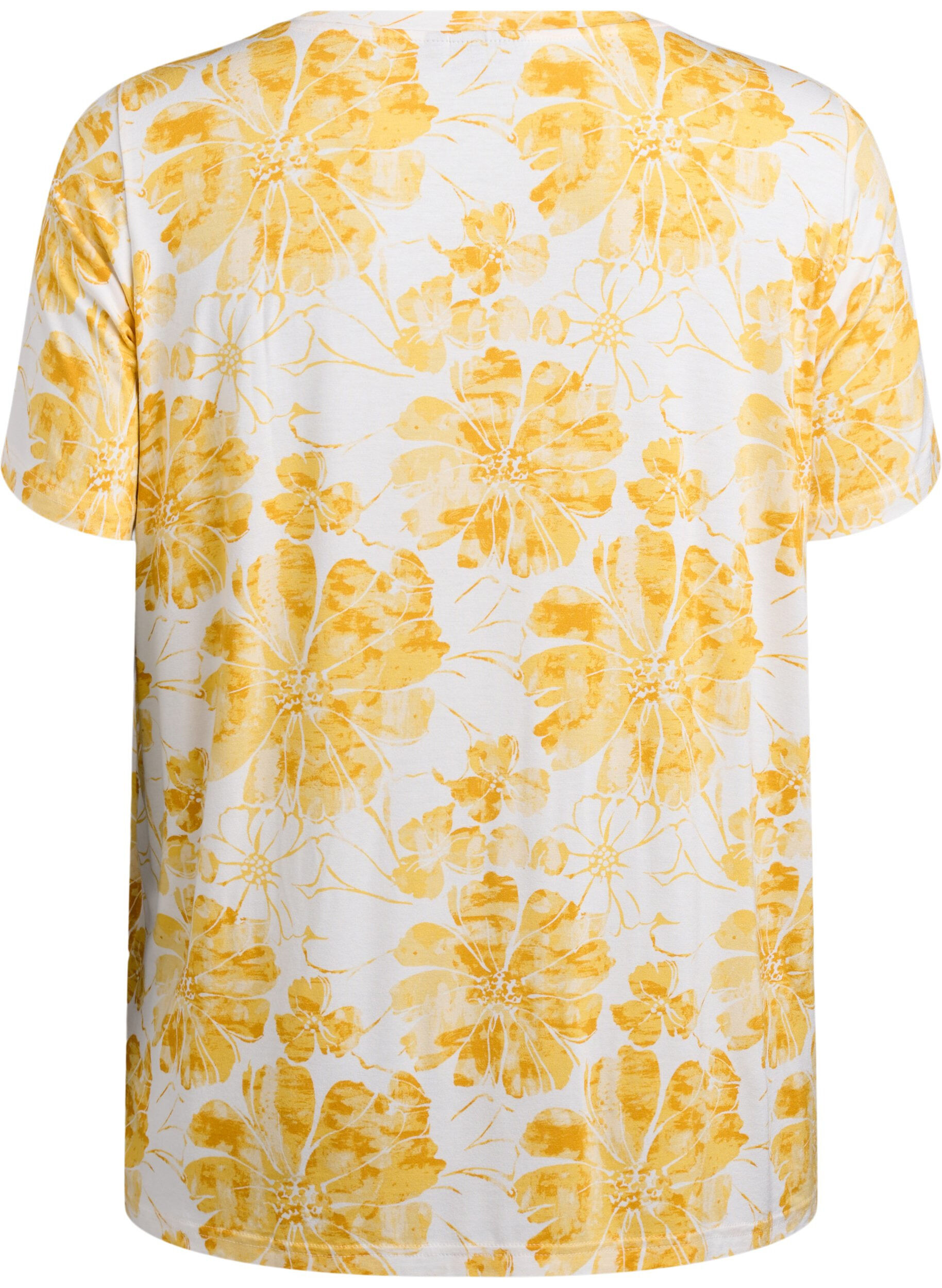 ZizziT-shirt met bloemenprint, Geel, Packshot image number 1