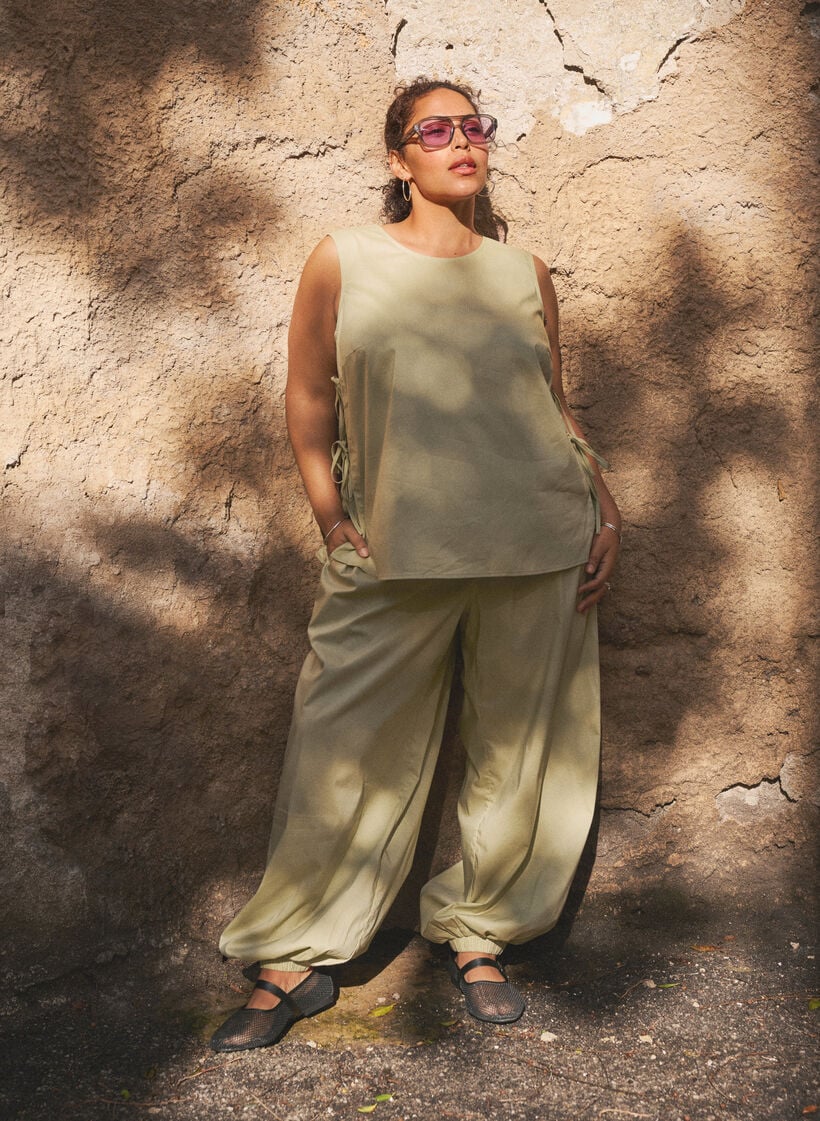 High waist balloonbroek met elastische tailleband, Groen, Image image number 0