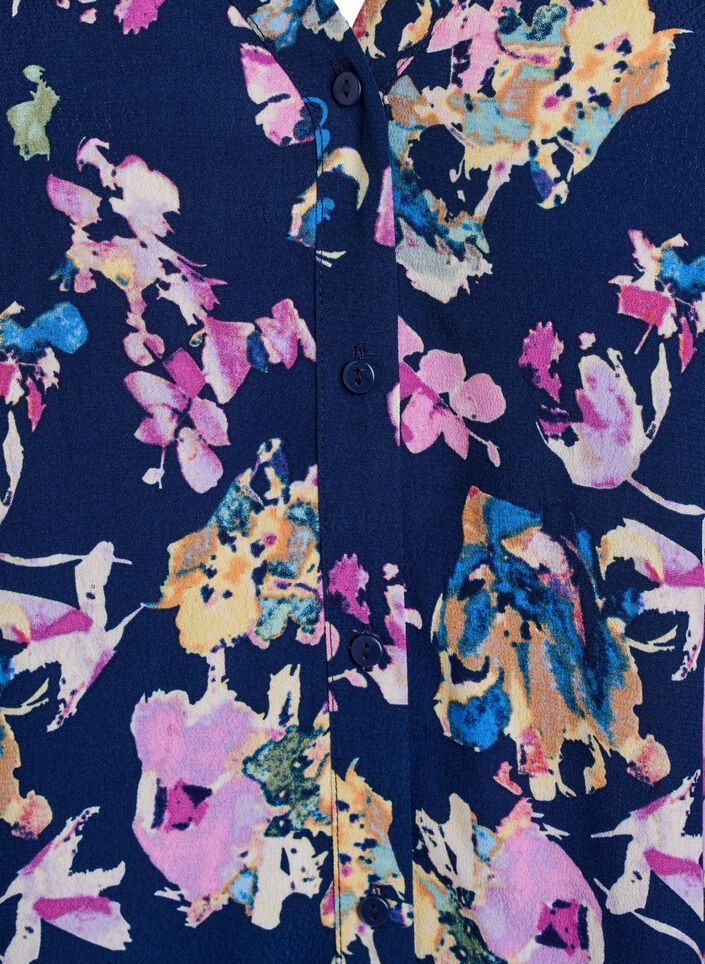 Viscose blouse met korte mouwen, Blauw, Packshot image number 2
