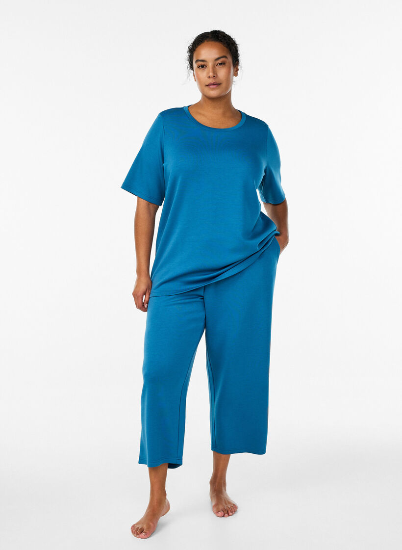 T-shirt in modalmix, Blauw, Model image number 1