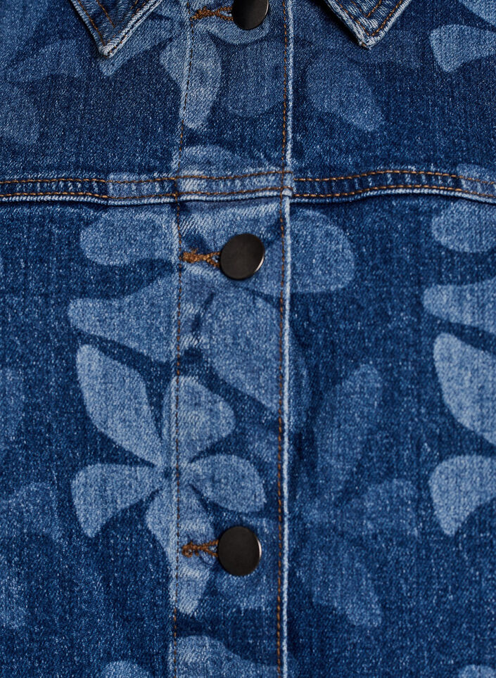 Denimjack met bloemenpatroon, Blauw, Packshot image number 2