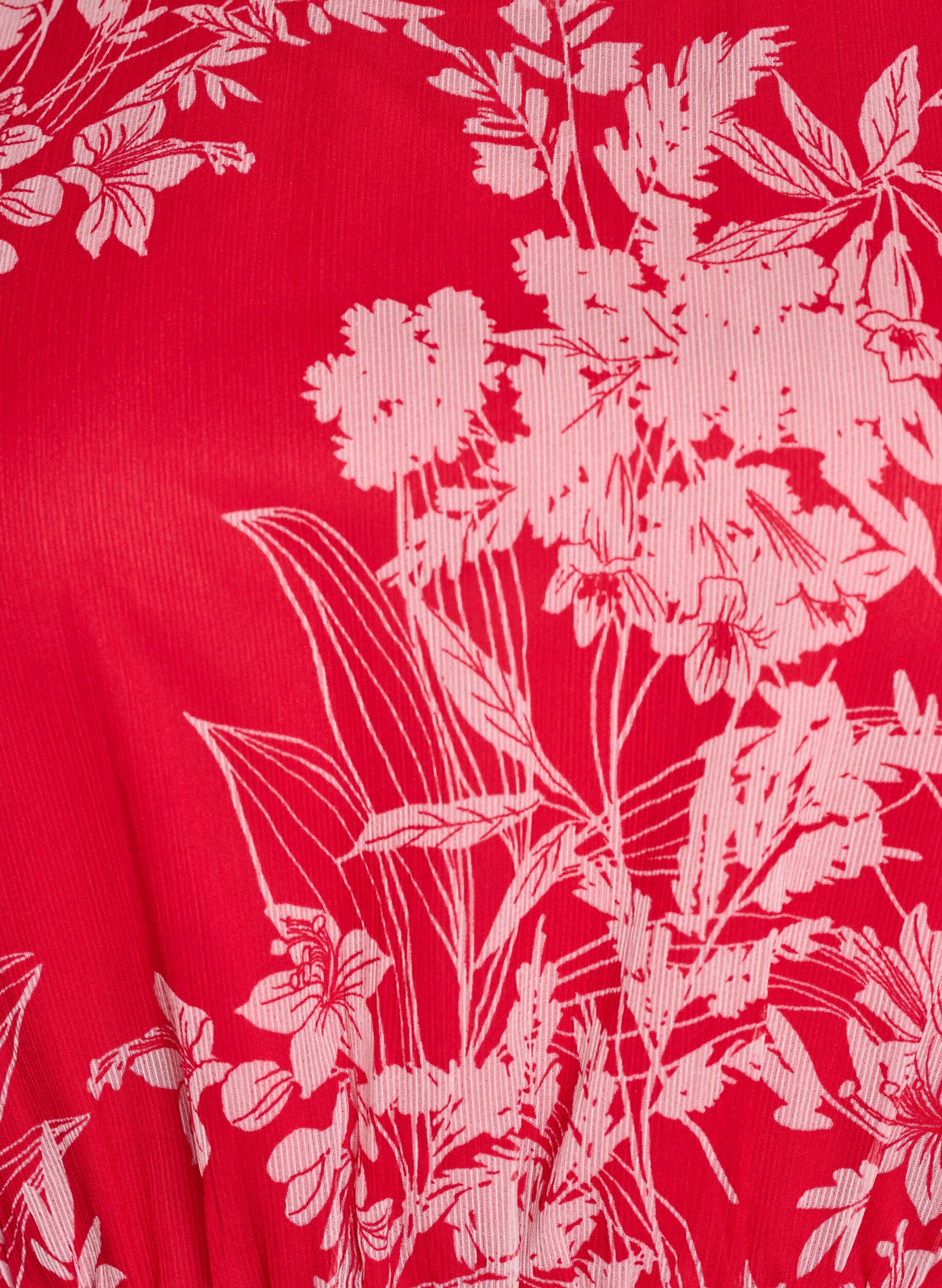 ZizziChiffon blouse met bloemenprint en elastische taille, Rood, Packshot image number 2