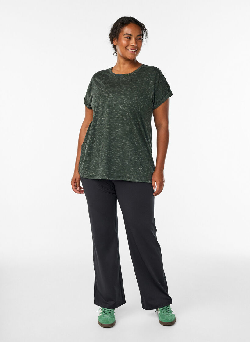 Losse workout T-shirt met korte mouwen, Groen, Model