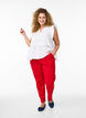 Broek met hoge taille en rechte pijpen, Rood, Model image number 0
