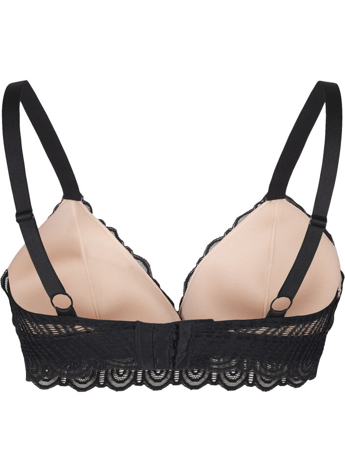 Bralette met kant en zachte vulling, Black, Packshot