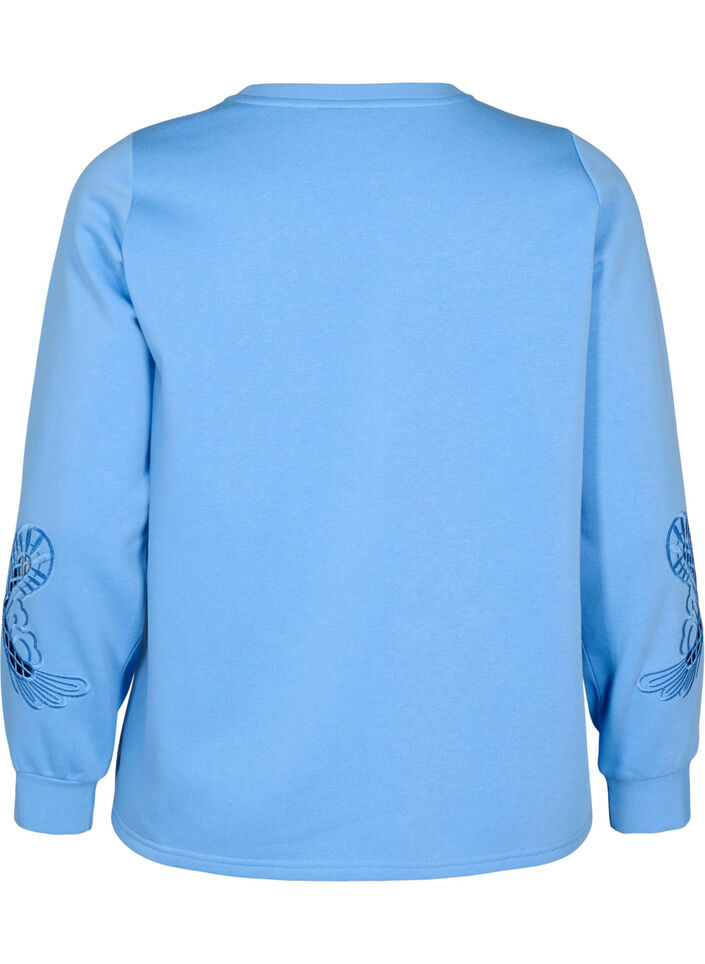Sweatshirt met geborduurde uitsneden, Della Robbia Blue, Packshot image number 1