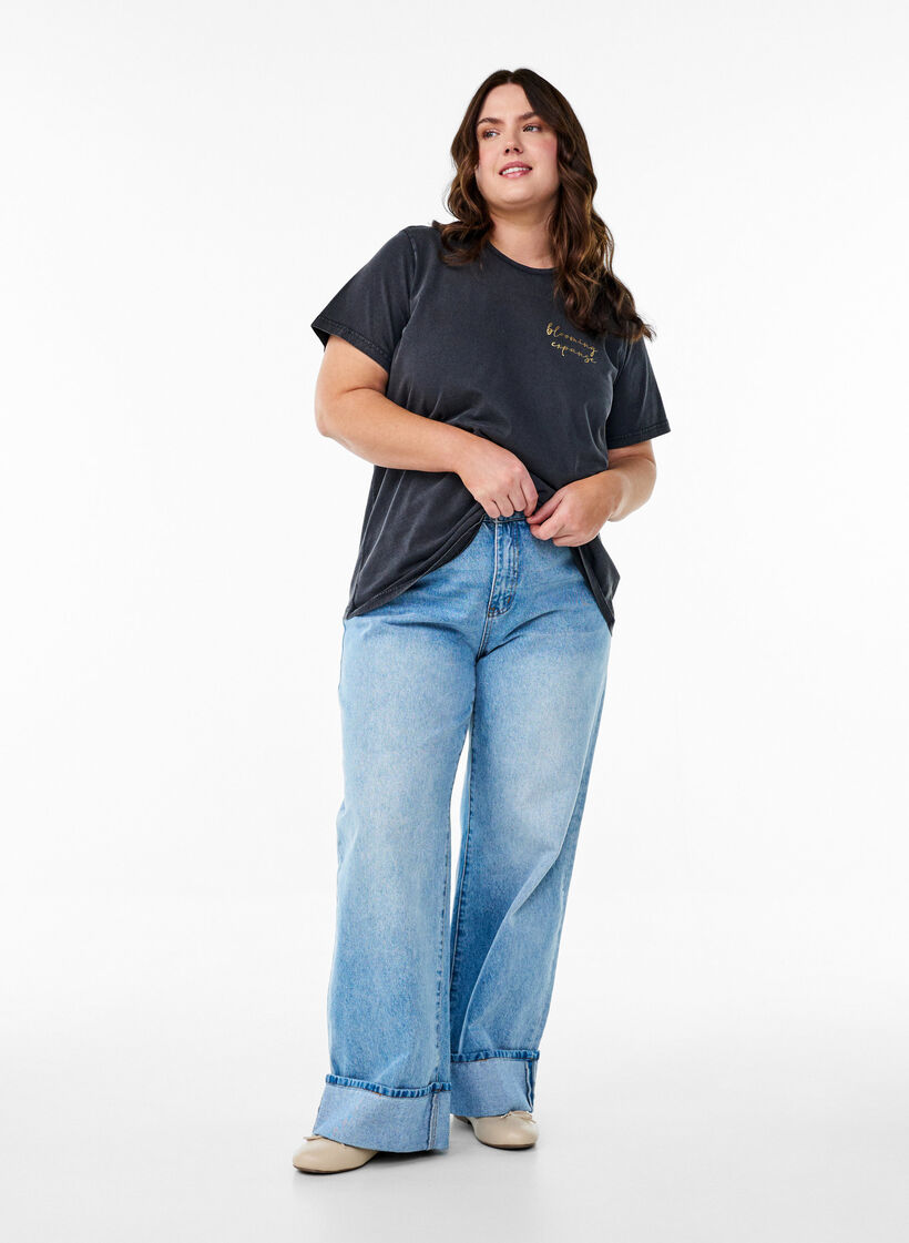 T-shirt in biologisch katoen met een coole print, Grijs, Model image number 1