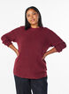 Gem&ecirc;leerde gebreide blouse met ronde hals, Rood, Model image number 0
