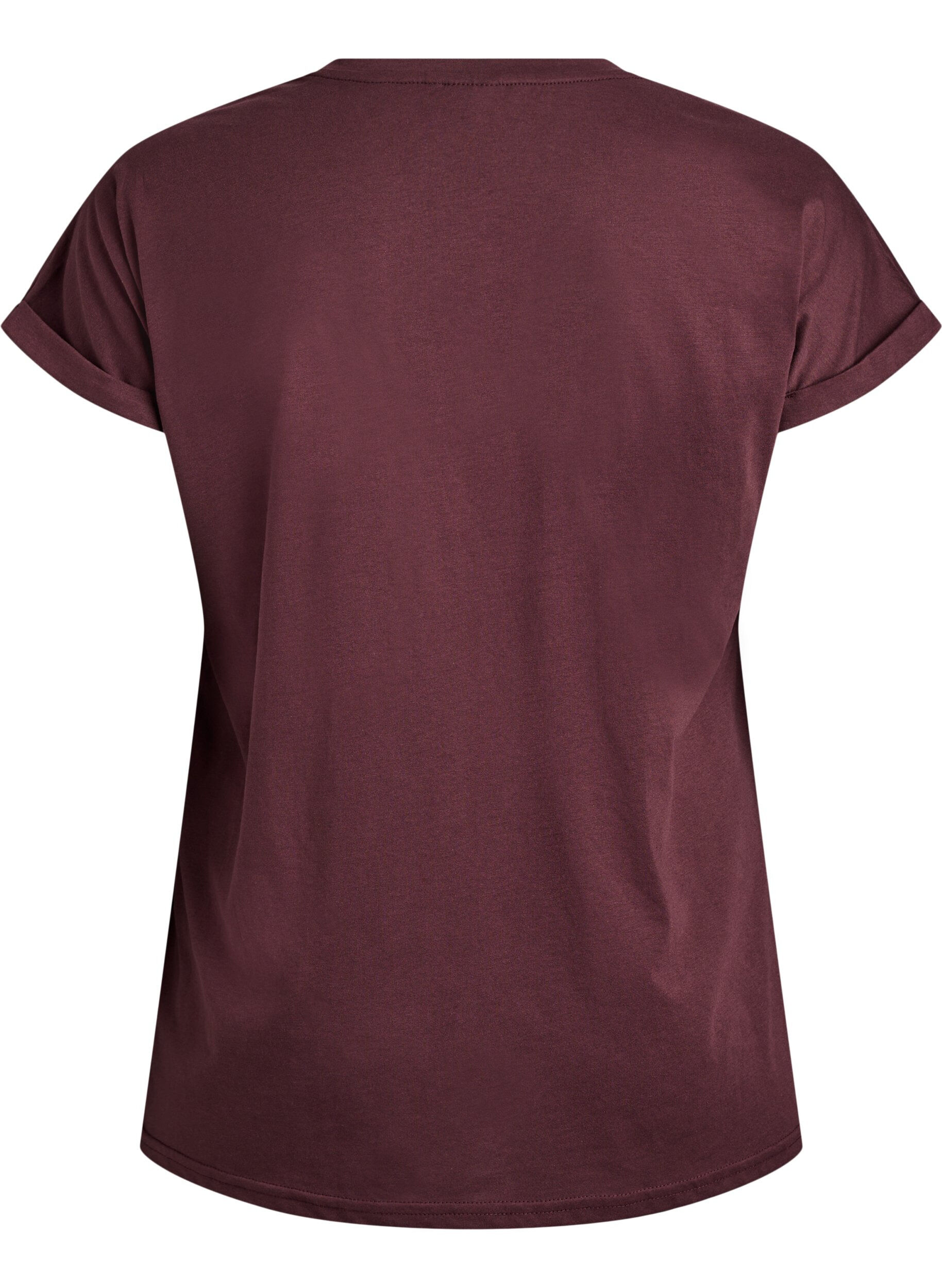 ZizziT-shirt met korte mouwen van katoenmix, Donker Bordeaux, Packshot image number 1