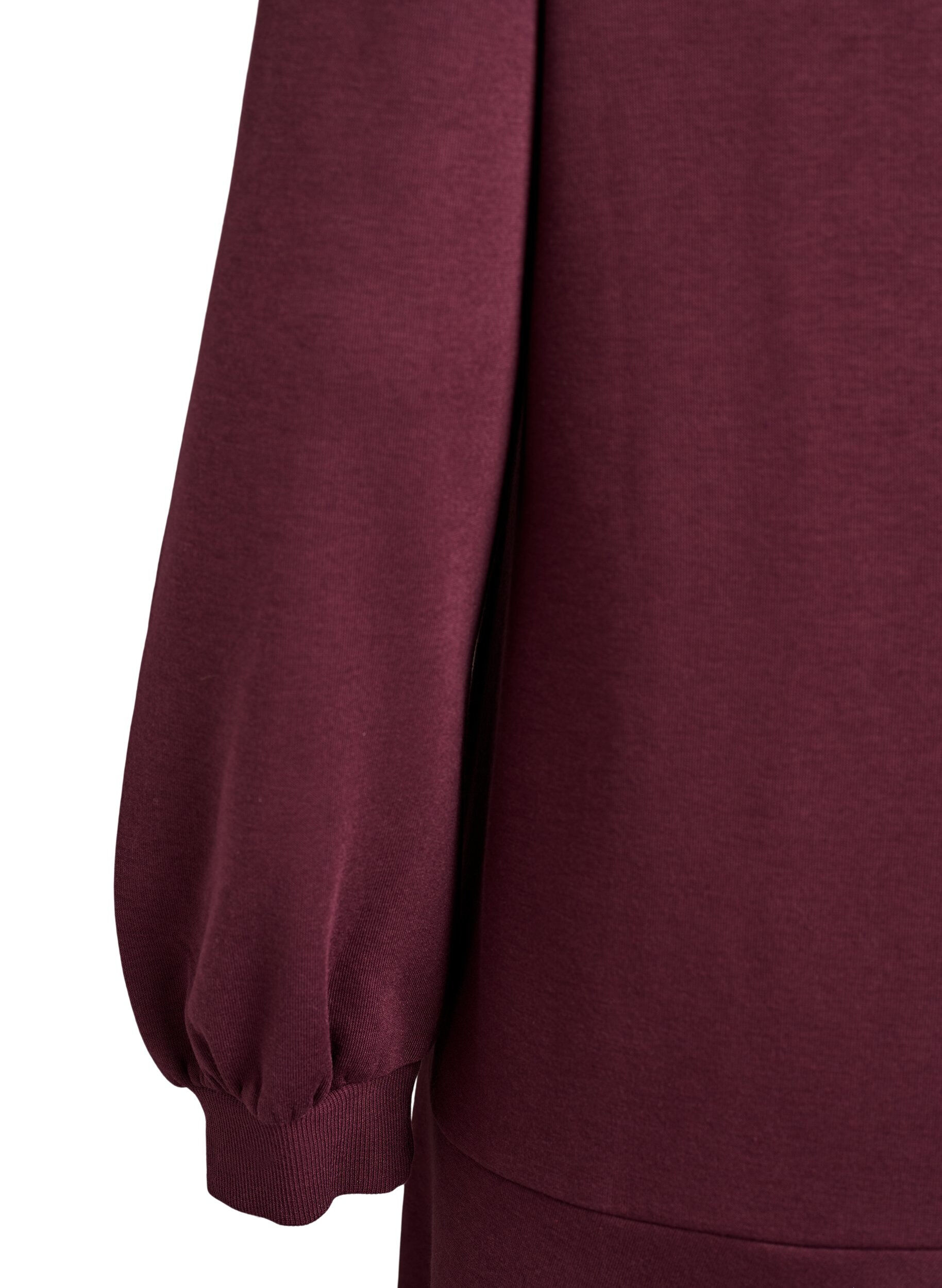 ZizziKorte sweaterjurk met ruchesdetail, Donker Bordeaux, Packshot image number 3