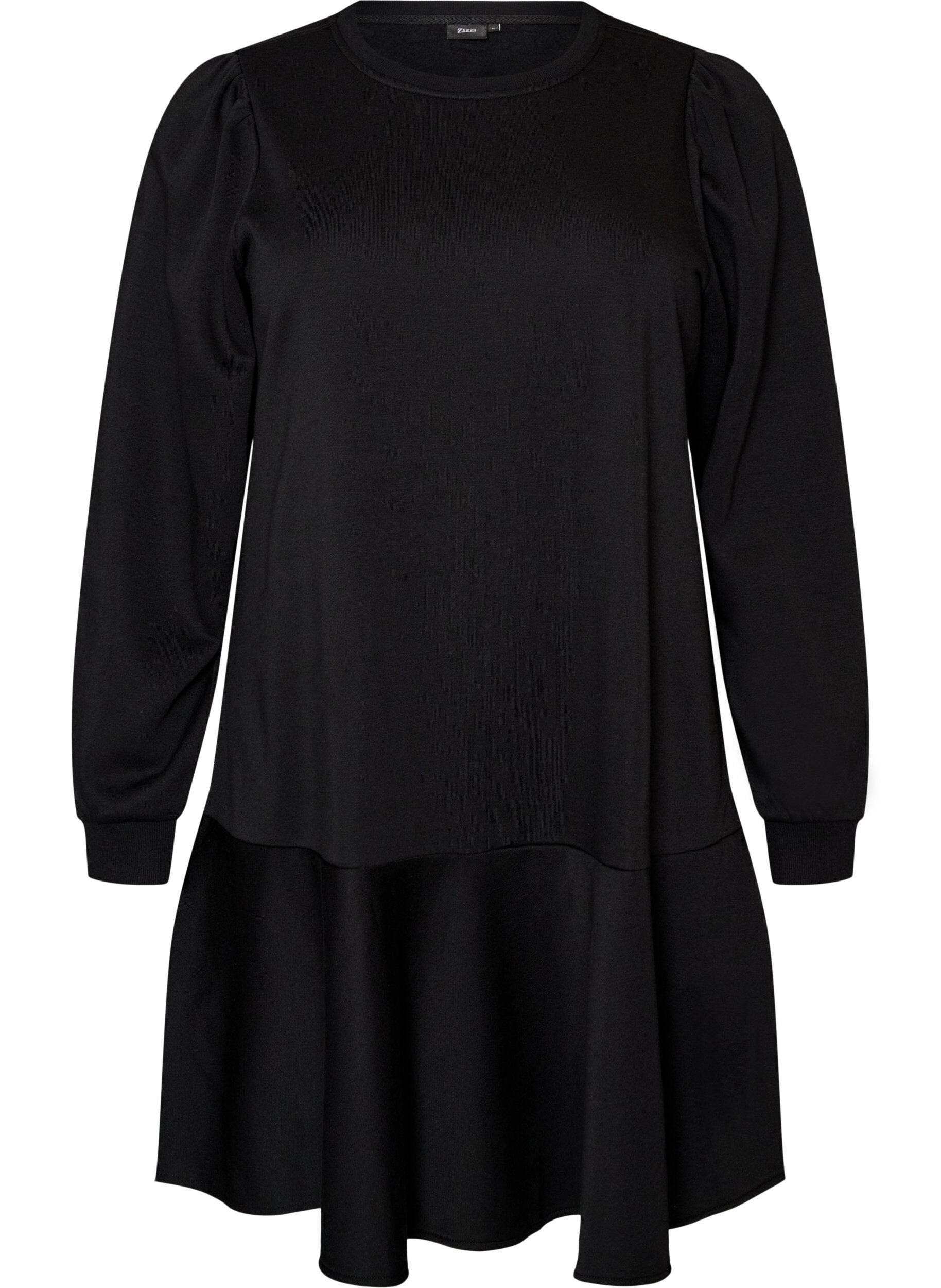 Sweatshirtjurk met ruches in laagjes en A-lijnvorm