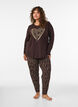 Katoenen pyjamabroek met print, Bruin, Model image number 1