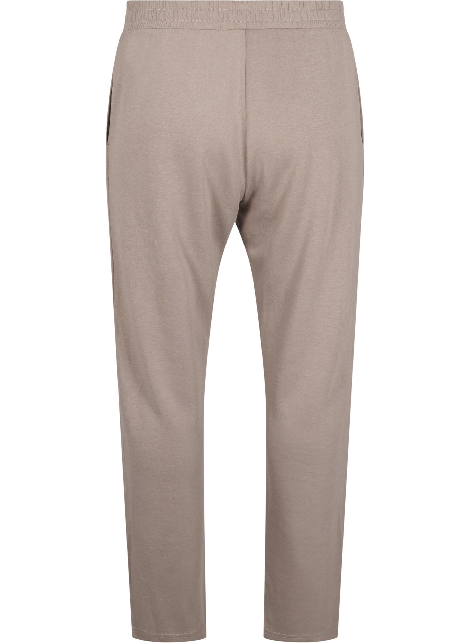 ZizziModal-mix broek met elastische tailleband, Beige, Packshot image number 1