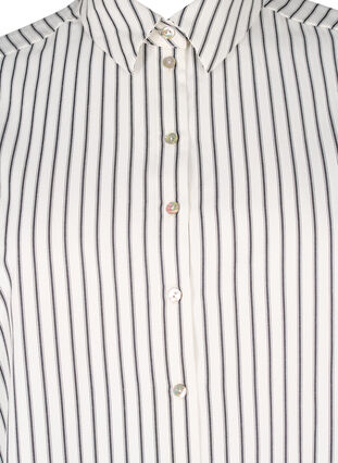 ZizziGestreept shirt met wijde manchetten, White/Black Stripe, Packshot image number 2