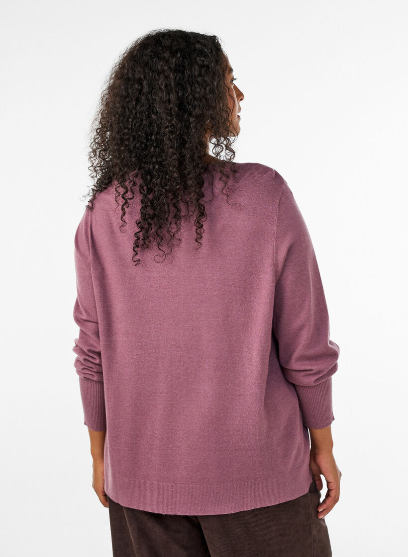 Gebreide blouse met ronde hals, Roze, Model image number 2