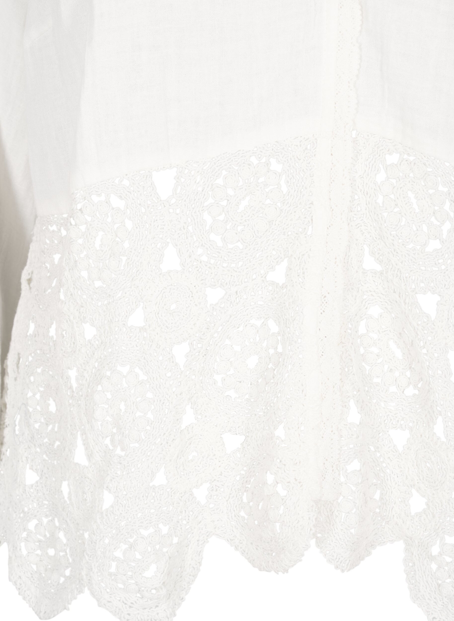 ZizziKatoenen mousseline blouse met haakdetails, Vanille, Packshot image number 2