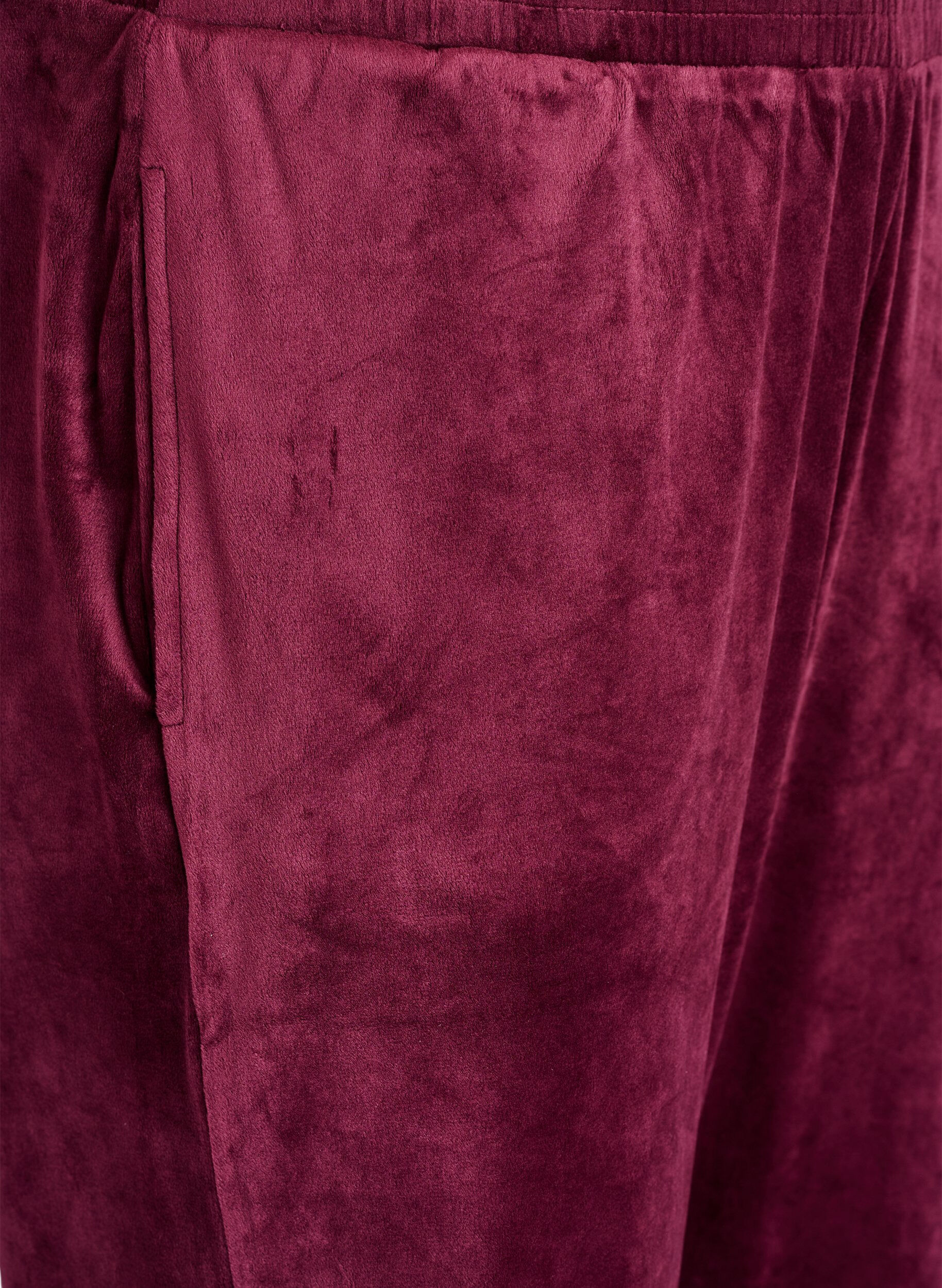 ZizziLosvallende fluwelen broek, Donker Bordeaux, Packshot image number 2