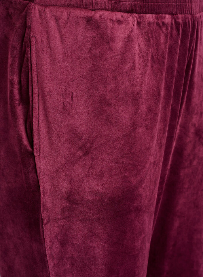 Losvallende fluwelen broek, Donker Bordeaux, Packshot image number 2