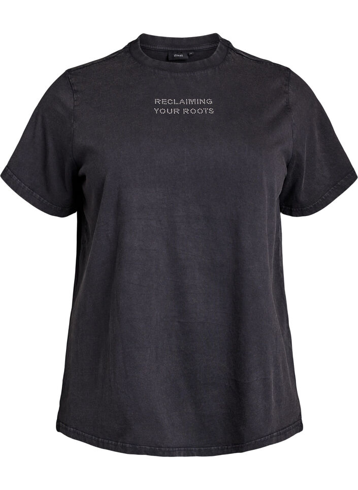 Organisch katoenen T-shirt met studs, Grey Wash Reclaiming, Packshot