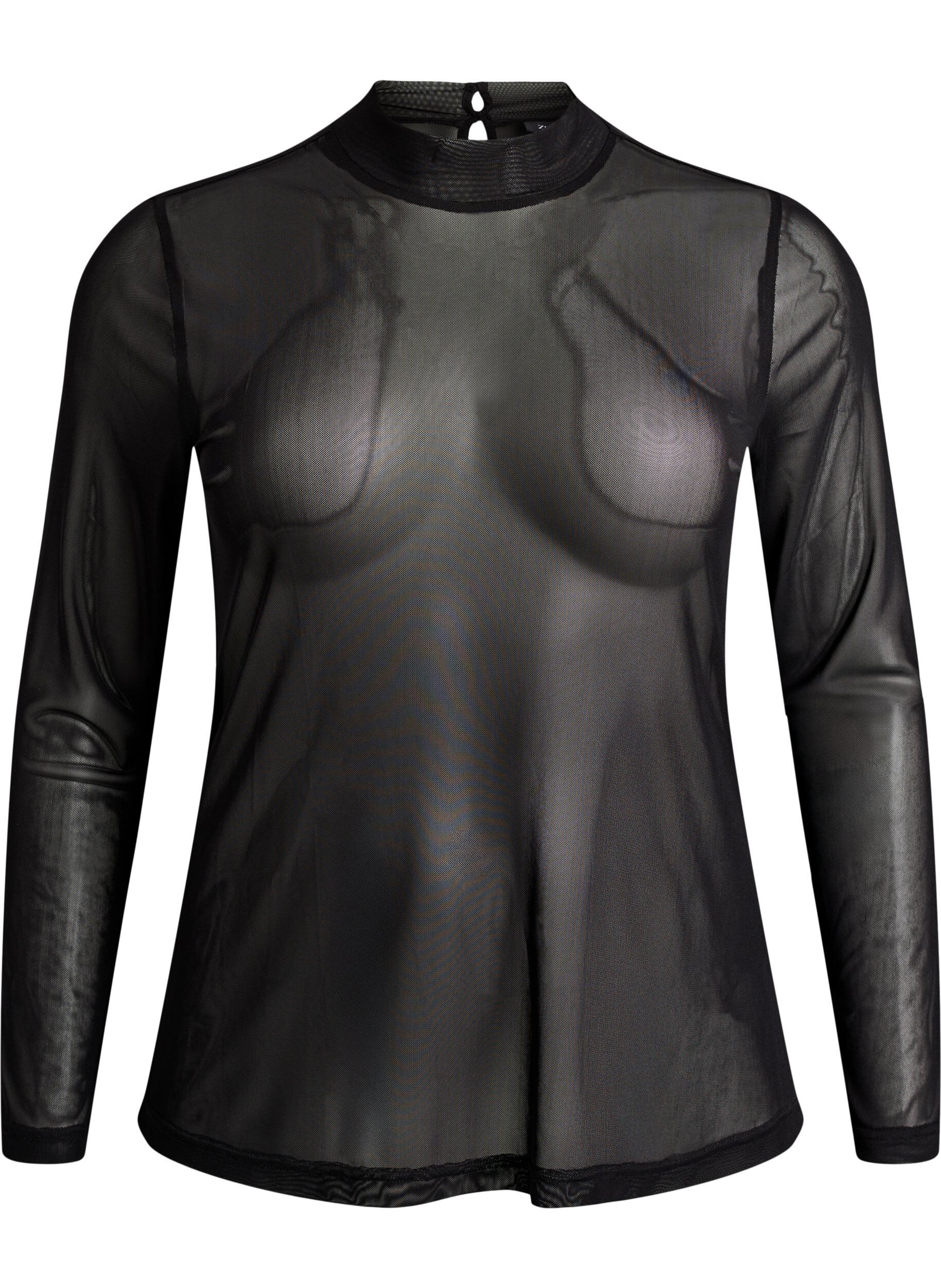 Getailleerde blouse van mesh met lange mouwen