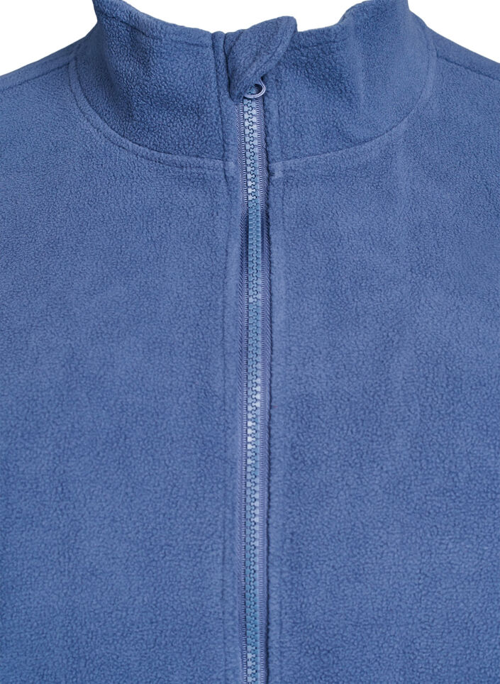 Fleecetop met ritssluiting en hoge kraag, Blauw, Packshot