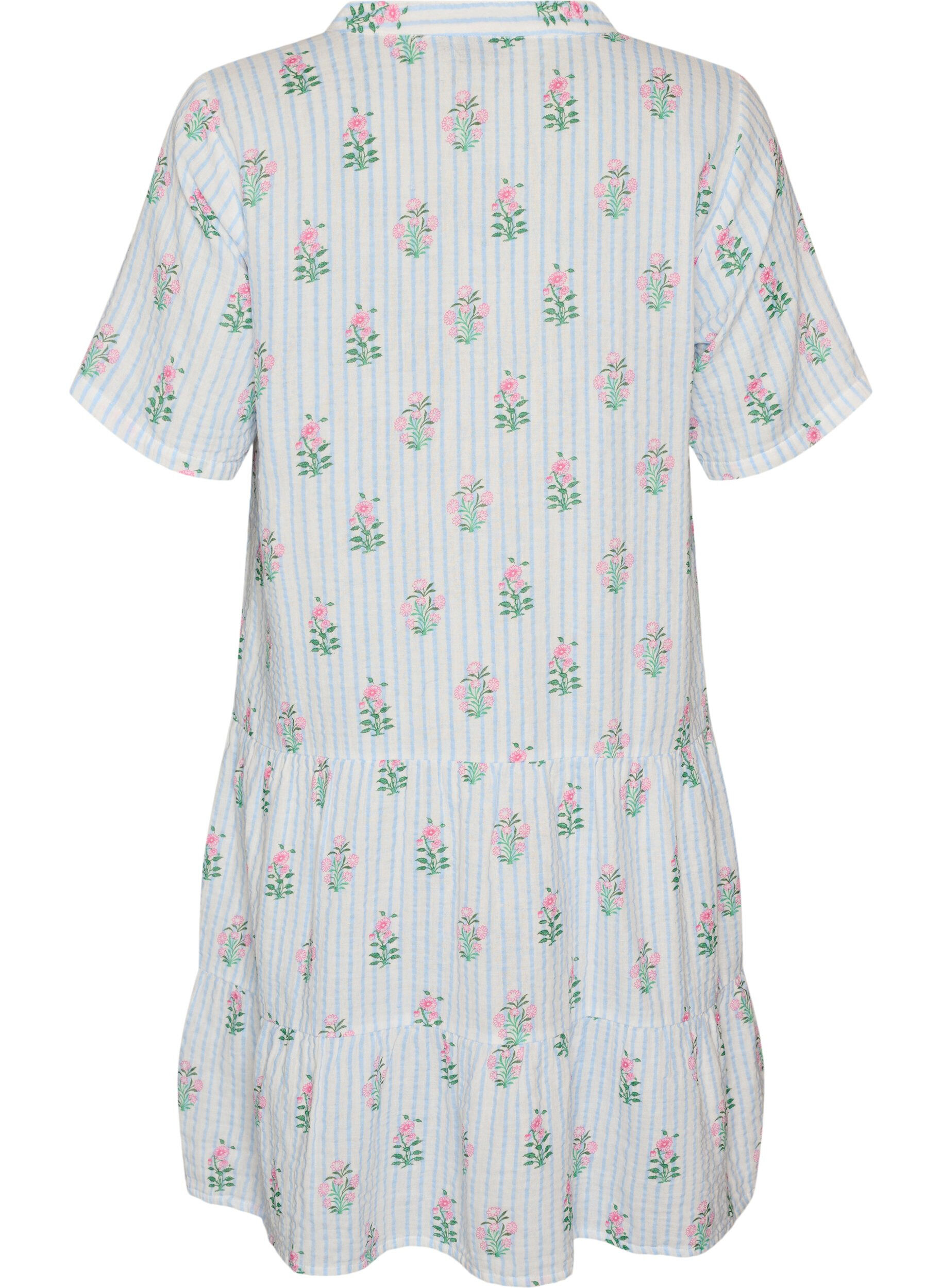 ZizziKorte A-lijn jurk in katoenen mousseline, Vanille, Packshot image number 1