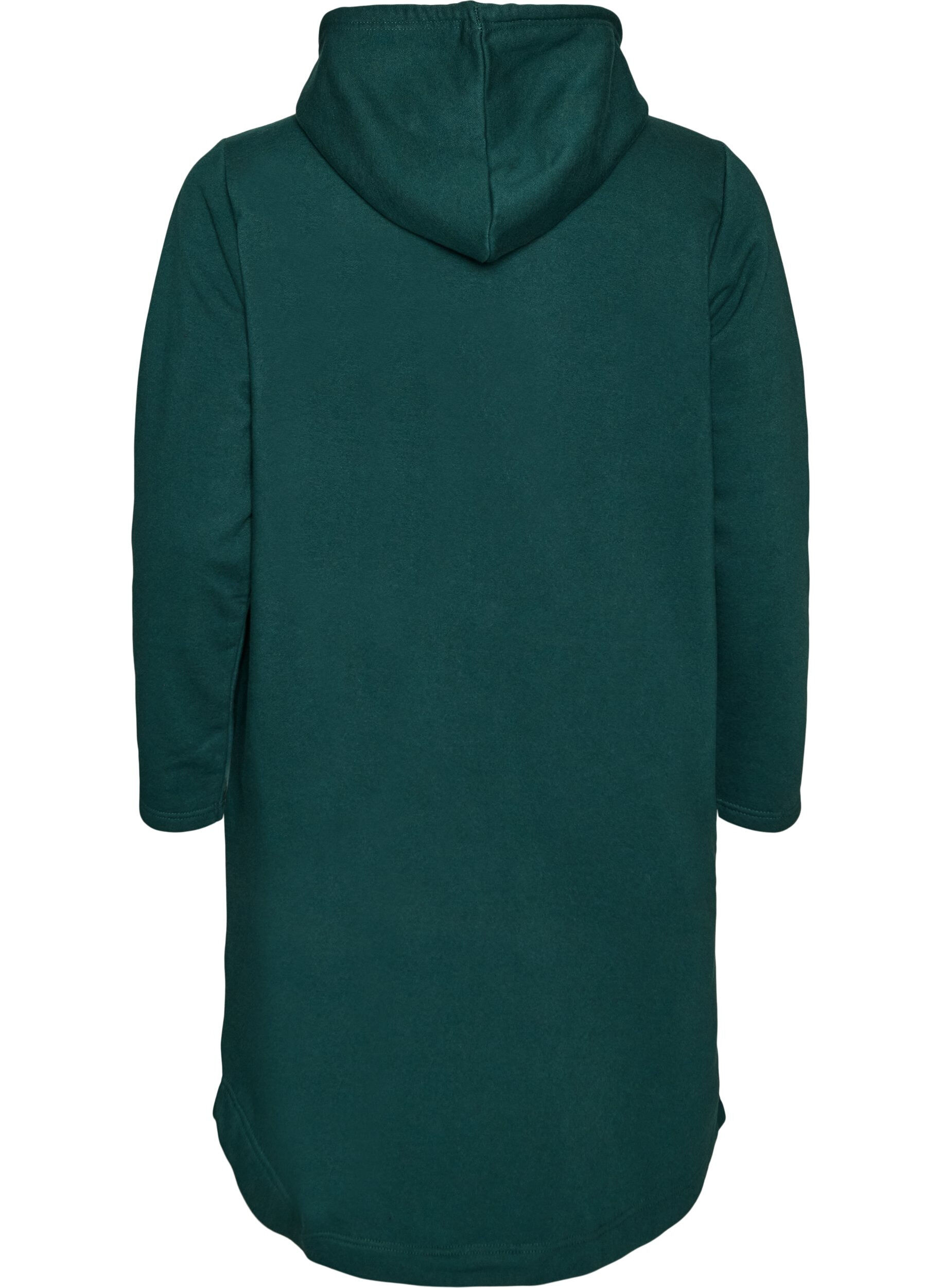 ZizziSweatshirt jurk met capuchon en zakken, Groen, Packshot image number 1