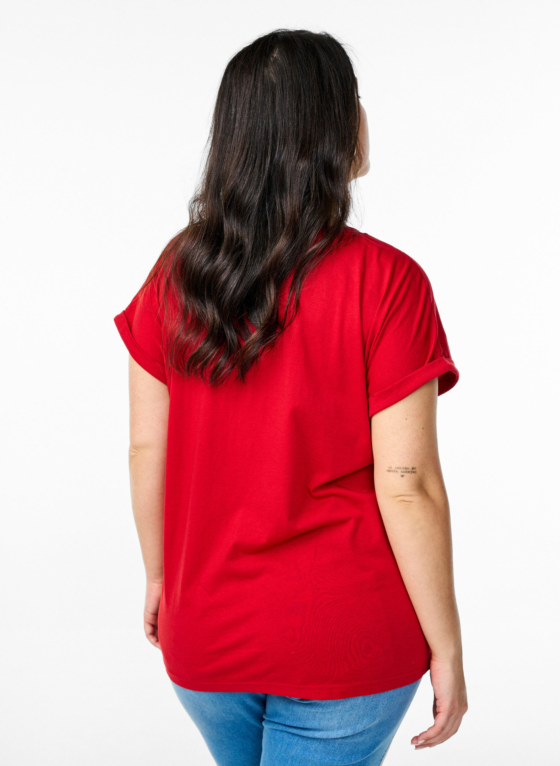 ZizziT-shirt met korte mouwen van katoenmix, Rood, Model image number 2