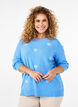 Gebreide blouse met bloemen en 3/4 mouwen, Della R. Blue Mel., Model image number 0