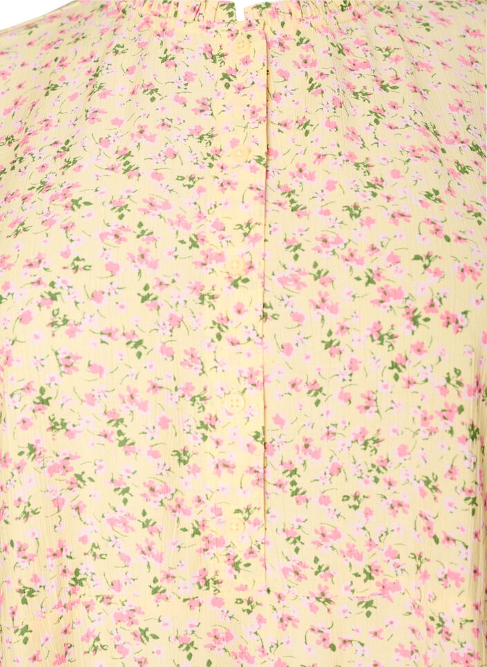 Korte viscose jurk met ruchesdetails, Geel, Packshot image number 2