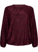 Doorschijnende blouse met bloemenstructuur en lange mouwen, Rood, Packshot image number 0