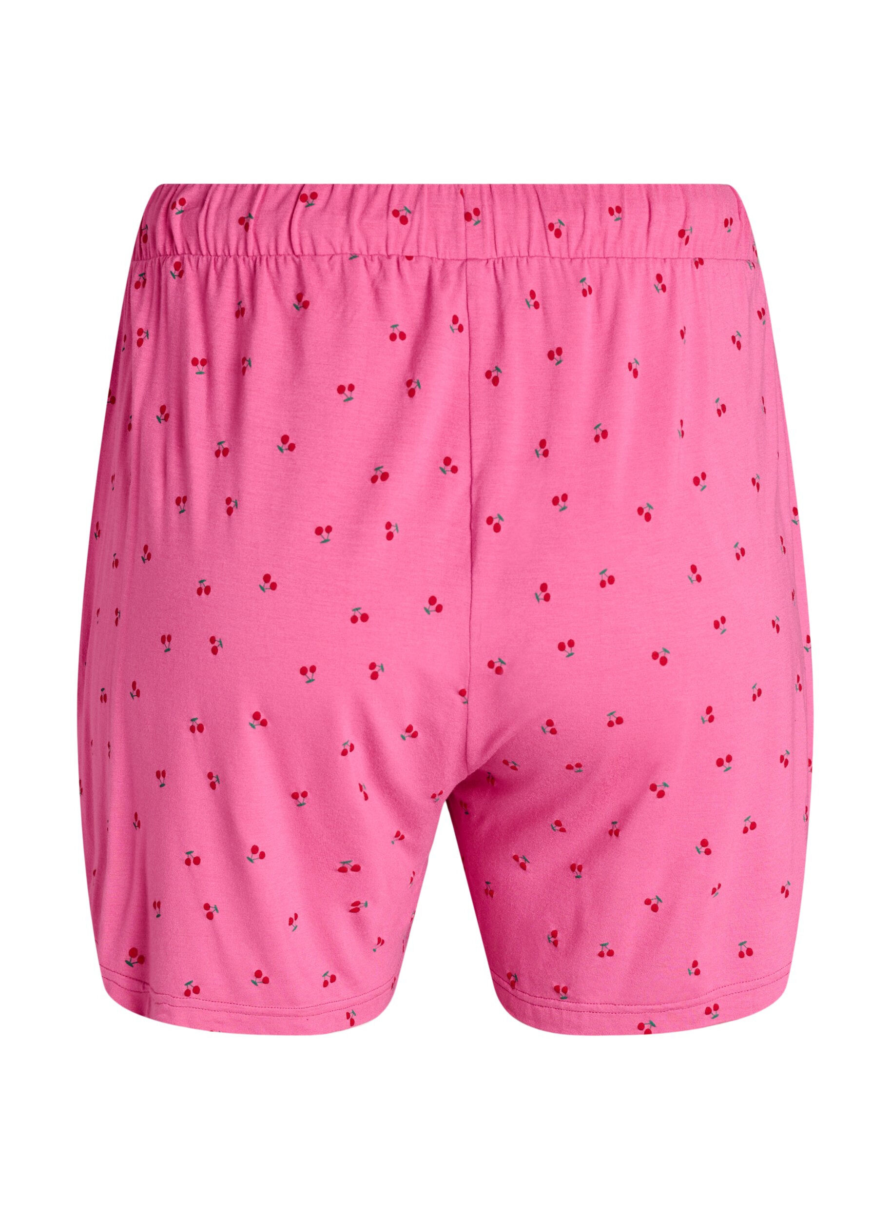 ZizziPyjamashorts in viscose jersey met een all-over print, Roze, Packshot image number 1